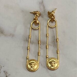 Versace Gold Medusa Drop Earrings